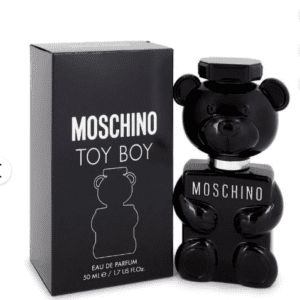 A black bear shaped bottle of perfume.