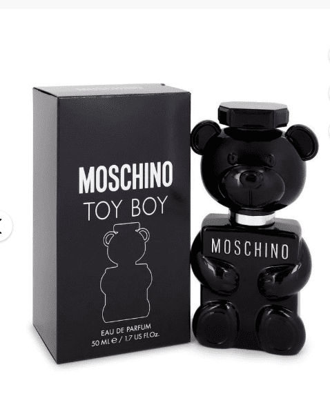 A black bear shaped bottle of perfume.