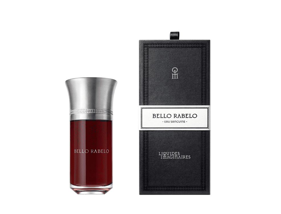 A bottle of red wine next to its packaging.